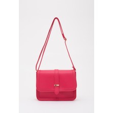 SHAKA Fuşya SHK127 Suni Deri Iç Fermuar Cepli Çıtçıt Kapamalı El,kol ve Omuz Çantası U:17 E:22 G:7 cm