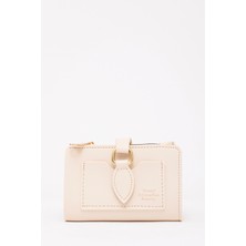 Krem SHK66 Damla Tokalı Çıtçıtlı Ön Cepli Bozuk ve Kağıt Para Bölmeli Kartlıklı Şık Cüzdan