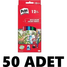 Pritt 12 Renk Uzun Kuru Boya Kalemi 50 Adet