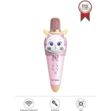 Torima KIDMIC02 Pembe Kedi Figürlü Şarjlı Bt Karaoke Mikrofon ve Hoparlör 5W Kablosuz Mikrofon