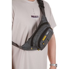 Erkek Kumaş USB Kulaklık Çıkışlı Crossbody Çapraz Göğüs Omuz ve Bel Çantası newpolo201 - Gri