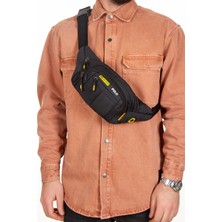 Erkek Kumaş USB Kulaklık Çıkışlı Crossbody Çapraz Göğüs Omuz ve Bel Çantası newpolo201 - Siyah - Sarı