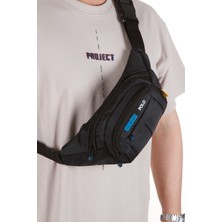 Newish Polo Erkek Kumaş USB Kulaklık Çıkışlı Crossbody Çapraz Göğüs Omuz ve Bel Çantası newpolo201 - Siyah - Mavi