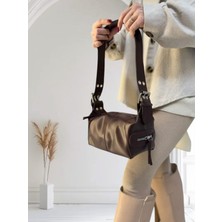 Rugan Silindir Koyu Kahve El ve Omuz Çanta