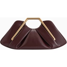 Jw Peı Bordo, Altın Detaylı Vegan Deri Lüks Kadın Çanta