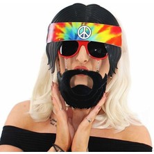 Siyah Saçlı Bandana Hippi Parti Gözlüğü