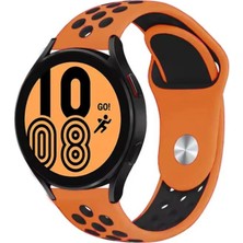 Mobicas Amazfit Bip 3 Uyumlu 20MM Delikli Silikon Kordon-02 Turuncu-Siyah