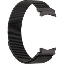Mobicas Galaxy Watch Fe Uyumlu 20MM Kavisli Mıknatıslı Metal Hasır Kordon-01 Siyah