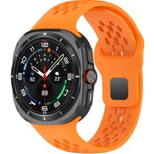 Mobicas Galaxy Watch 7 (40MM) Uyumlu 20MM Kavisli Delikli Silikon KORDON-119 Turuncu