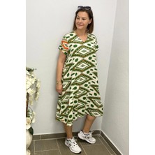 Kadın Krem Etnik Desenli Elbise