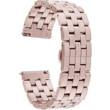 Mobicas Honor Watch 4 Pro Uyumlu 22MM Bakla Görünümlü Metal Kordon-20 Rose Gold