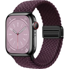 Mobicas Apple Watch 7 (41MM) Uyumlu Hasır Örgülü KORDON-134 Koyu Mor