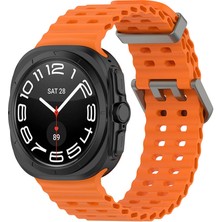 Mobicas Galaxy Watch 4 Classic (46MM) Uyumlu 20MM Kavisli Tırtıklı Silikon KORDON-118 Turuncu