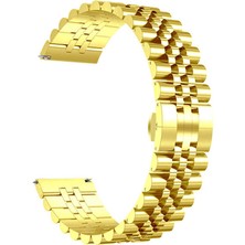 Mobicas Amazfit Bip U Pro Uyumlu 20MM Zincir Görünümlü Metal Kordon-36 Gold