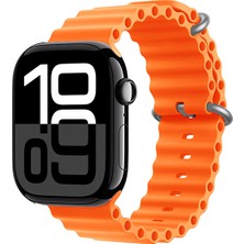 Mobicas Apple Watch 9 (45MM) Uyumlu Ocean Silikon Kordon-75 Turuncu