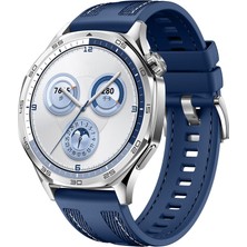 Mobicas Huawei Watch Gt 3 (46MM) Uyumlu 22MM Dikiş Desenli Silikon KORDON-128 Koyu Mavi