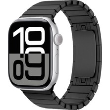 Mobicas Apple Watch 8 (41MM) Uyumlu Parçalı Çizgi Tasarımlı Metal Kordon-35 Siyah