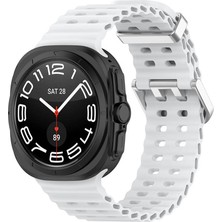 Mobicas Galaxy Watch 4 (40MM) Uyumlu 20MM Kavisli Tırtıklı Silikon KORDON-118 Beyaz