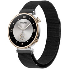 Mobicas Huawei Watch Gt 5 (41MM) Uyumlu 18MM Mıknatıslı Hasır Metal Kordon-01 Siyah