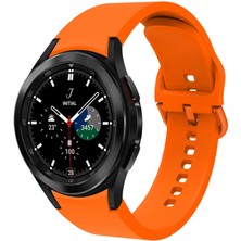 Mobicas Galaxy Watch 4 Classic (42MM) Uyumlu 20MM Kavisli Silikon Kordon-50 Turuncu