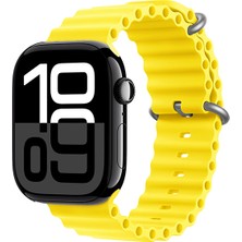 Mobicas Apple Watch Ultra (49MM) Uyumlu Ocean Silikon Kordon-75 Sarı