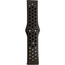 Mobicas Amazfit Gtr (42MM) Uyumlu 20MM Delikli Silikon Kordon-02 Koyu Yeşil-Siyah