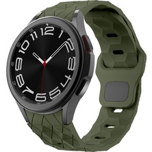 Mobicas Galaxy Watch 6 Classic (47MM) Uyumlu 20MM Kavisli Desenli Silikon KORDON-116 Koyu Yeşil