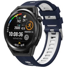 Mobicas Huawei Watch 4 Pro Uyumlu 22MM Iki Renkli Silikon Kordon-55 Lacivert