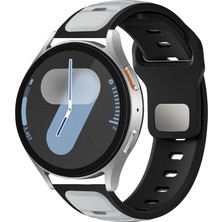 Mobicas Xiaomi Watch S3 Uyumlu 22MM Yeni Tasarım Silikon KORDON-135 Gümüş-Siyah