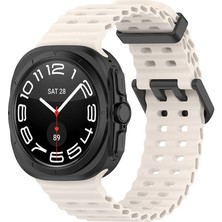 Mobicas Galaxy Watch 5 (44MM) Uyumlu 20MM Kavisli Tırtıklı Silikon KORDON-118 Starlight