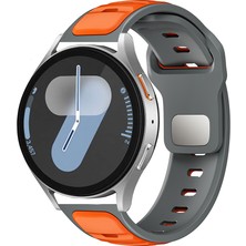 Mobicas Huawei Watch Gt 3 Classic (46MM) Uyumlu 22MM Yeni Tasarım Silikon KORDON-135 Gri-Turuncu