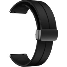 Mobicas Xiaomi Watch S1 Pro Uyumlu 22MM Metal Tokalı Silikon Kordon-84 Siyah