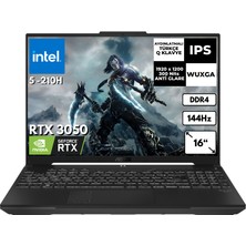 Asus Tuf Gaming F16 Intel I5 210H 8 GB 2 Tbssd 6gb RTX3050 16" 144Hz Wuxga Freedos Taşınabilir Bilgisayar FX607VJAT4