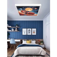Şimşek Mcqueen Avize, 60X60 Çocuk Odası Avize, 60WATT, Estetik Kare, Yapay Zeka Tasarım Avize, Uzay