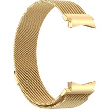 Mobicas Galaxy Watch 6 (40MM) Uyumlu 20MM Kavisli Mıknatıslı Metal Hasır Kordon-01 Gold