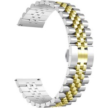 Mobicas Amazfit Gtr 3 Pro (46MM) Uyumlu 22MM Zincir Görünümlü Metal Kordon-36 Gümüş-Gold