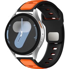 Mobicas Xiaomi Watch S1 Pro Uyumlu 22MM Yeni Tasarım Silikon KORDON-135 Siyah-Turuncu
