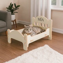 Ahşap Kedi Yatağı 33X49 cm – Mdf Lam, Yıkanabilir Minderli, Kolay Kurulum, Sağlam Evcil Hayvan Yatağı