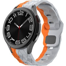 Mobicas Galaxy Watch 4 (40MM) Uyumlu 20MM Kavisli Desenli Silikon KORDON-116 Gri-Turuncu