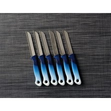 Meyve Sebze Bıçağı Ebruli Lacivert-Beyaz 6'lı