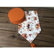 Trend Yuvam Ev Tekstil Ürünleri Çiçekli Balkabağı Desenli Runner & Supla
