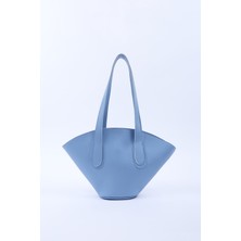 Mavi SHK124 Suni Deri, Astarlı, Fermuarlı,tek Bölmeli El, Kol ve Omuz Çantası