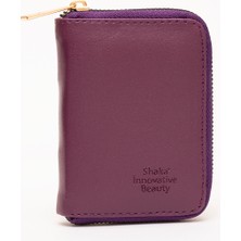 Mor SHK63 Kartlıklı Bozuk Para ve Kağıt Para Bölmeli Fermuarlı Şık Suni Deri Cüzdan