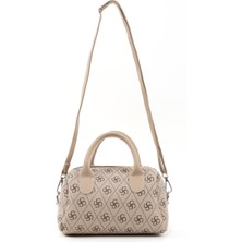 Monogram Baskılı Vizon SHK184 Suni Deri ,fermuarlı Tek Bölmeli ,askılı El, Kol ve Omuz Çantası