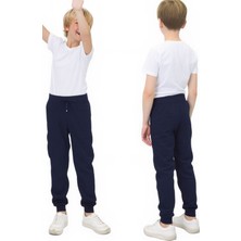 Erkek Çocuk Lacivert Okul Pantolonu %100 Pamuk Lastikli Bel ve Paça Rahat Kesim