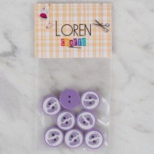 Loren Crafts Lila 8 Li Ayak Izi Düğme - 437