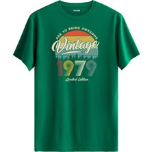 Colermi Vintage Tişört Nostalji 1979 Doğum Tarihli Bisiklet Yaka  Basic Tişört Vintage Tasarım Tişört