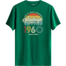 Colermi Vintage Tişört Nostalji 1960 Doğum Tarihli Bisiklet Yaka  Basic Tişört Vintage Tasarım Tişört