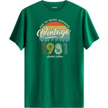 Colermi Vintage Tişört Nostalji 1981 Doğum Tarihli Bisiklet Yaka  Basic Tişört Vintage Tasarım Tişört