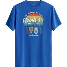 Colermi Vintage Tişört Nostalji 1981 Doğum Tarihli Bisiklet Yaka  Basic Tişört Vintage Tasarım Tişört